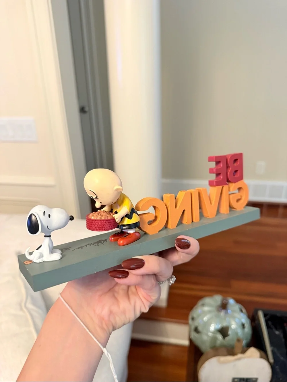 Source Unknown Peanuts 'Be Giving' Wooden Figurine - Yellow, Orange & Red